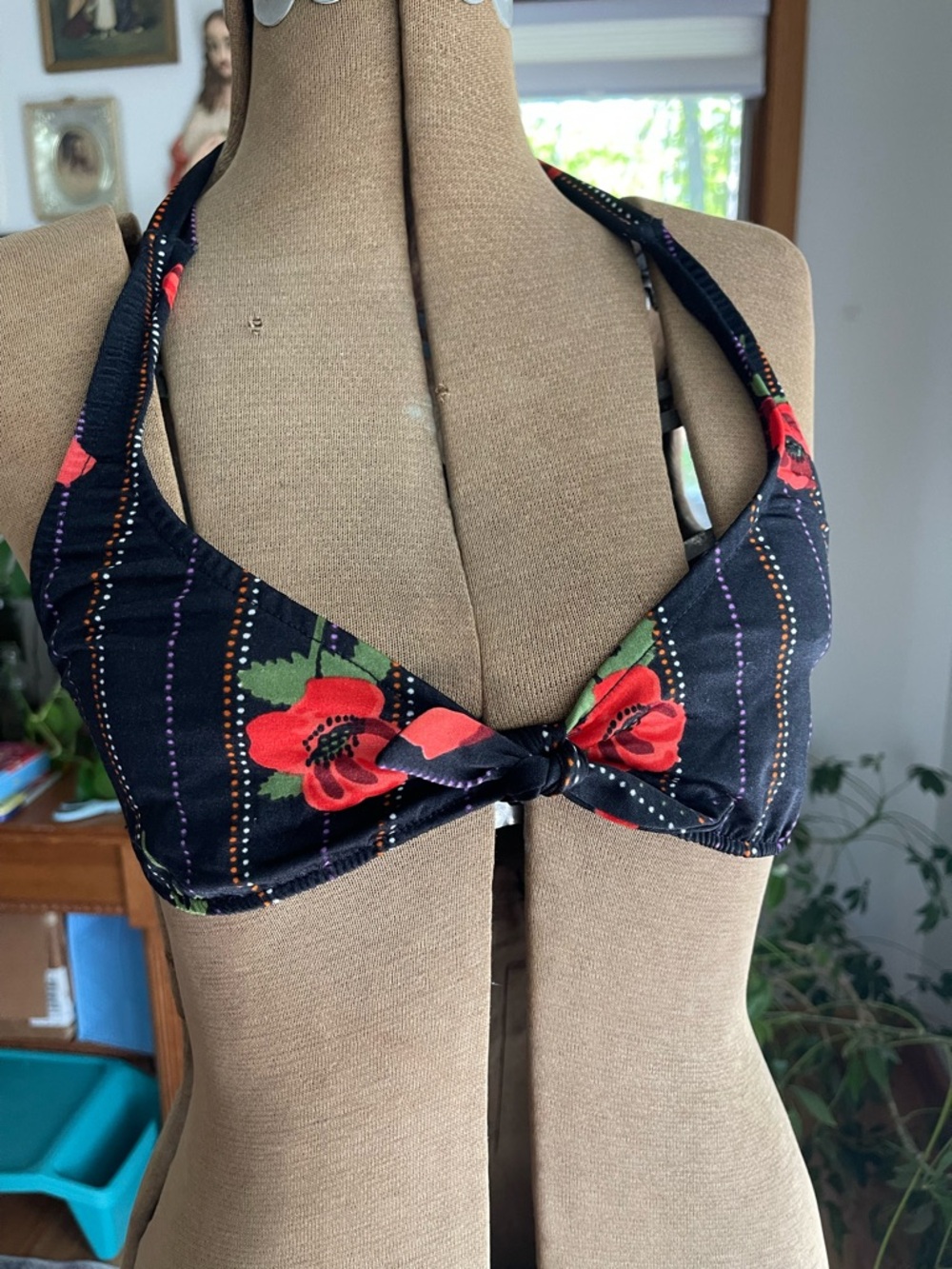 Vintage 70s 80s Tiny Halter poppy bikini Rose Marie Reid xs